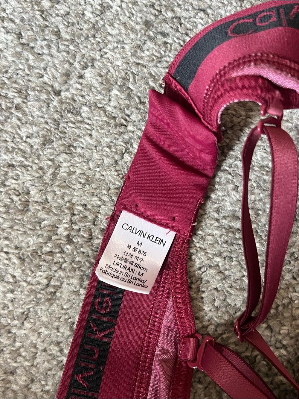 Calvin Klein Velvet Triangle Bralette in Wine - Picture 4 of 4
